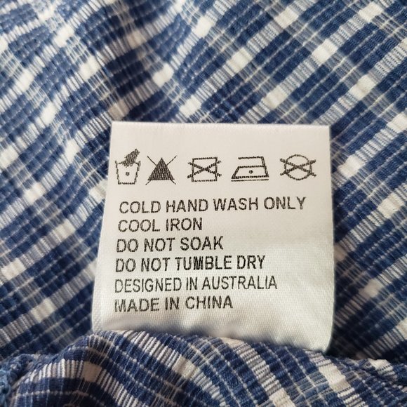 Princess Polly Womens Dress 12 Blue Plaid Seersucker Cut Out Cross Back NEW - Picture 11 of 12